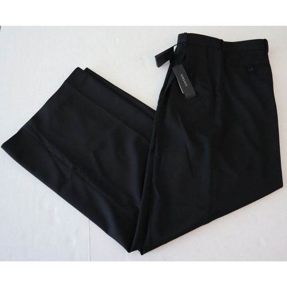 Versace Sz 42 US 6 Black Hi-Waisted Wool Wide Leg Pants Current Collection - Picture 11 of 12